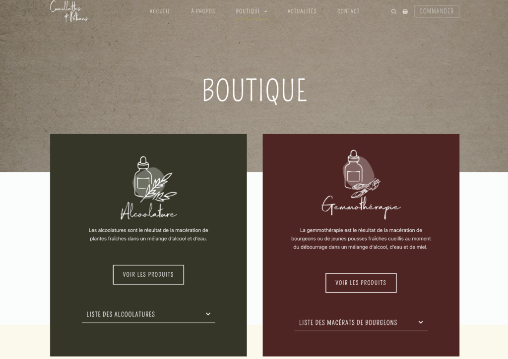 Cueillettes et Potions – Site Internet