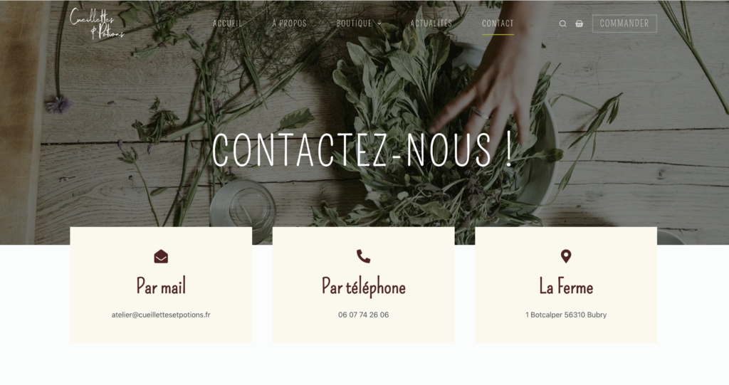 Cueillettes et Potions – Site Internet